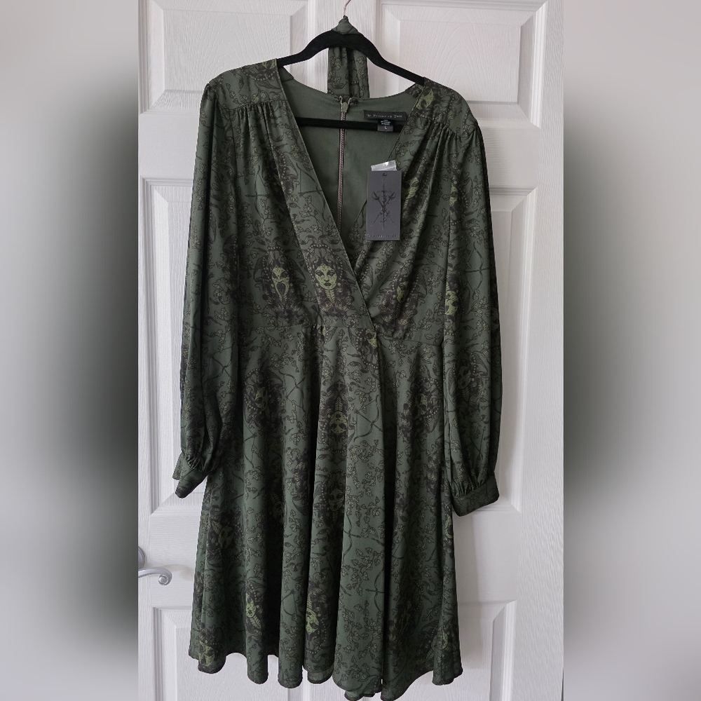 Final Price Faux Wrap Dress in Medusa Print - Picture 2 of 5